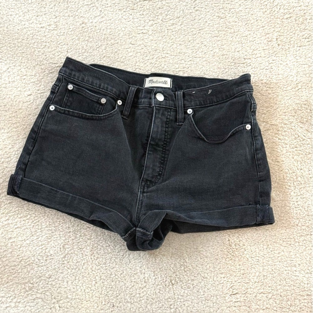 Madewell High-Rise Denim Shorts Black Cuffed Cut Offs Size 29